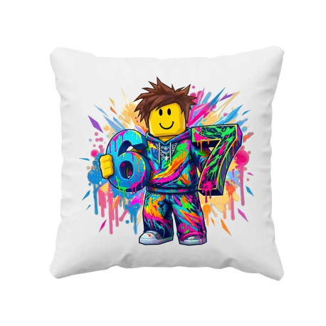 Barevné six seven - 67 – inspirováno Robloxem - polštář s potiskem