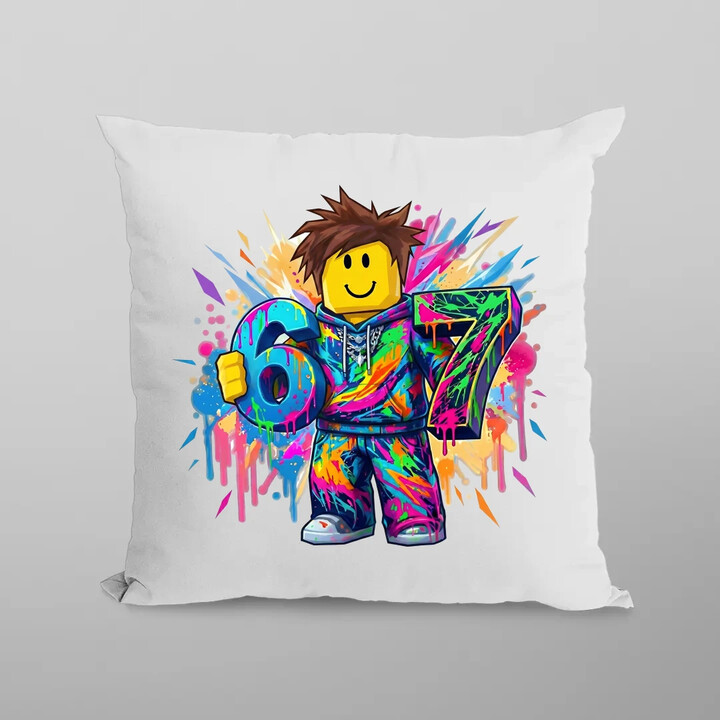 Barevné six seven - 67 - inspirováno Robloxem - polštář s potiskem