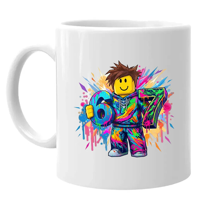 Barevné six seven - 67 - inspirováno Robloxem - hrnek s potiskem