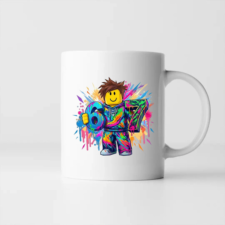 Barevné six seven - 67 - inspirováno Robloxem - hrnek s potiskem