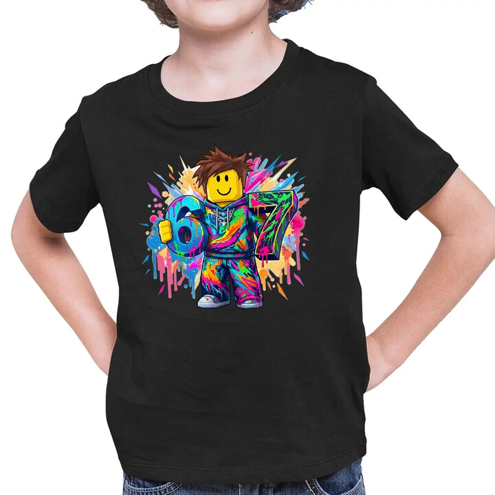 Barevné six seven - 67 - inspirováno Robloxem - dětské tričko s potiskem