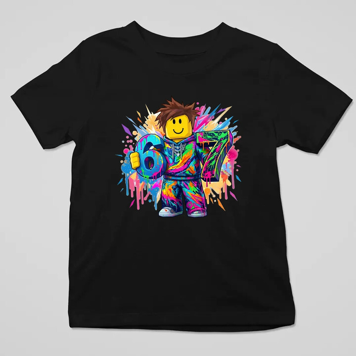 Barevné six seven - 67 - inspirováno Robloxem - dětské tričko s potiskem