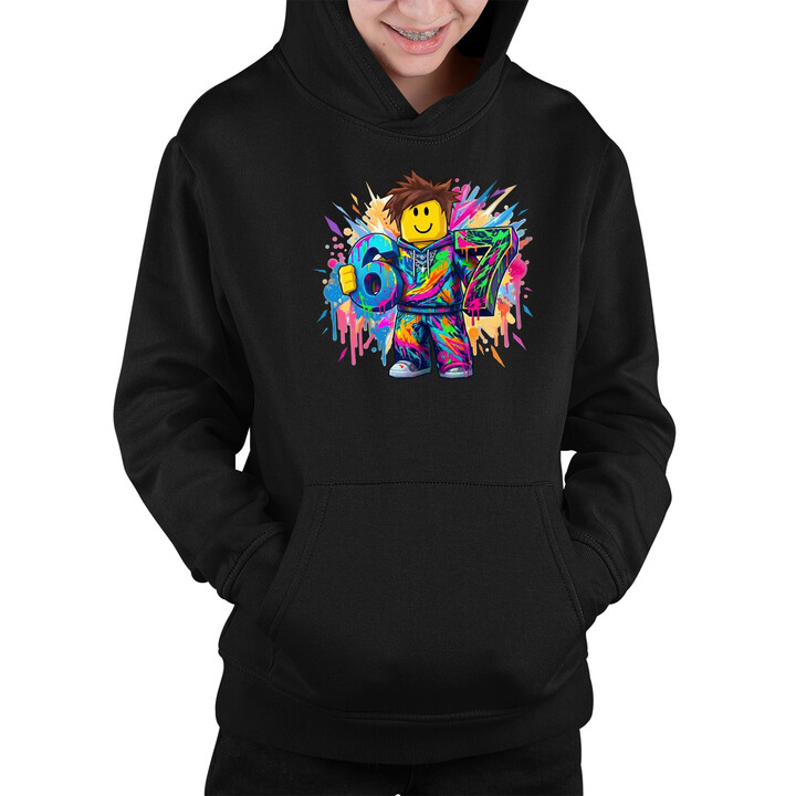 Barevné six seven - 67 - inspirováno Robloxem - dětská mikina s kapucí