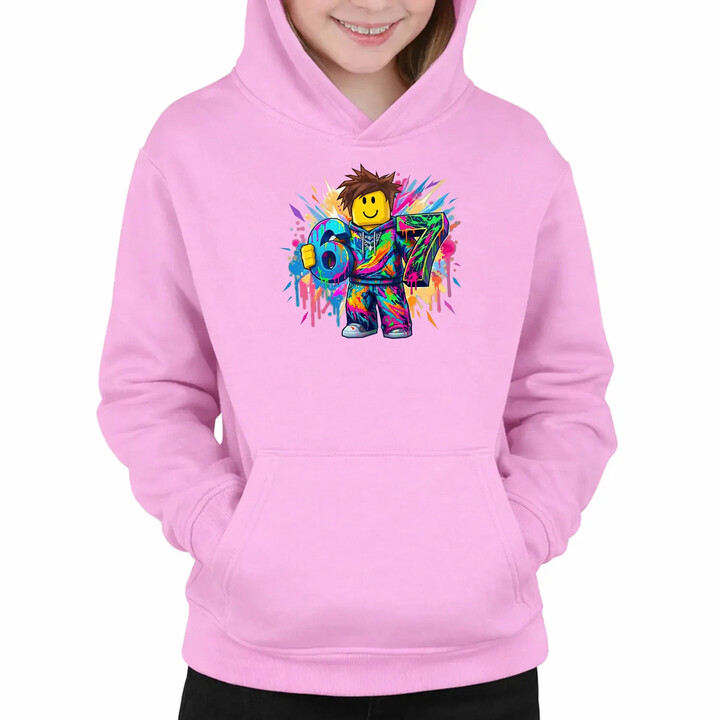 Barevné six seven - 67 - inspirováno Robloxem - dětská mikina s kapucí