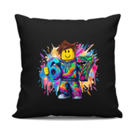 Barevné six seven - 67 – inspirováno Robloxem - černý polštář s potiskem