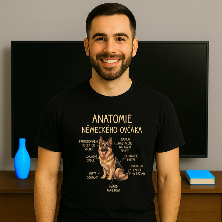 Anatomie německého ovčáka - pánské tričko s potiskem