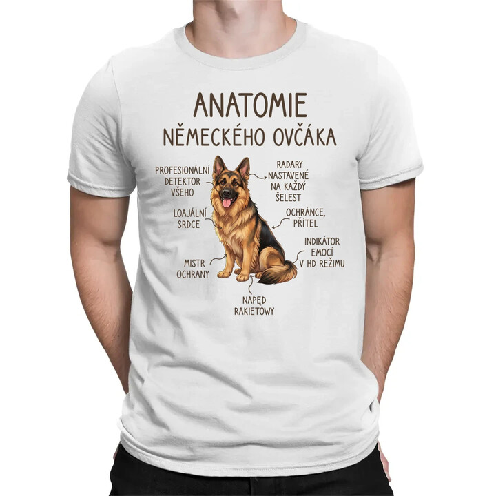Anatomie německého ovčáka - pánské tričko s potiskem