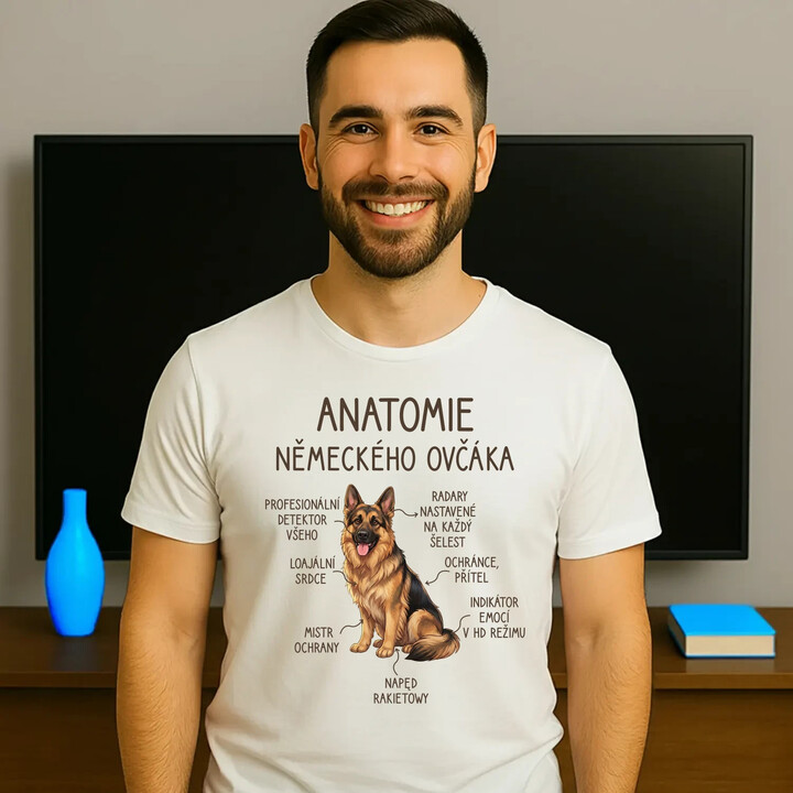 Anatomie německého ovčáka - pánské tričko s potiskem