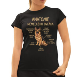 Anatomie německého ovčáka  - dámské tričko s potiskem
