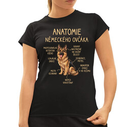 Anatomie německého ovčáka  - dámské tričko s potiskem