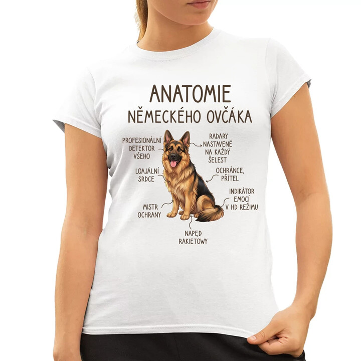 Anatomie německého ovčáka  - dámské tričko s potiskem