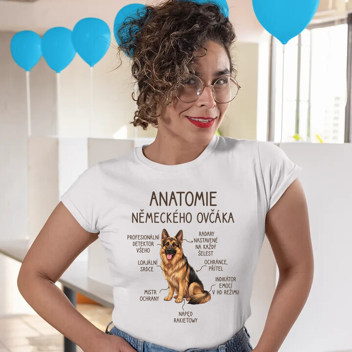 Anatomie německého ovčáka  - dámské tričko s potiskem