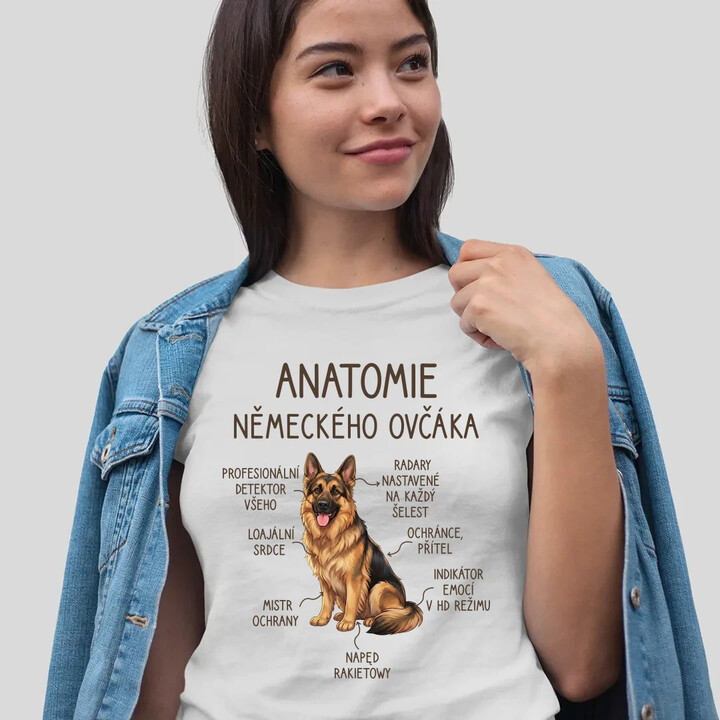 Anatomie německého ovčáka  - dámské tričko s potiskem