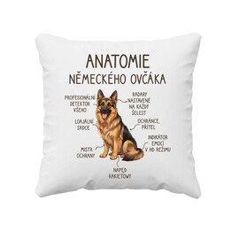 Anatomie německého ovčáka - polštář s potiskem