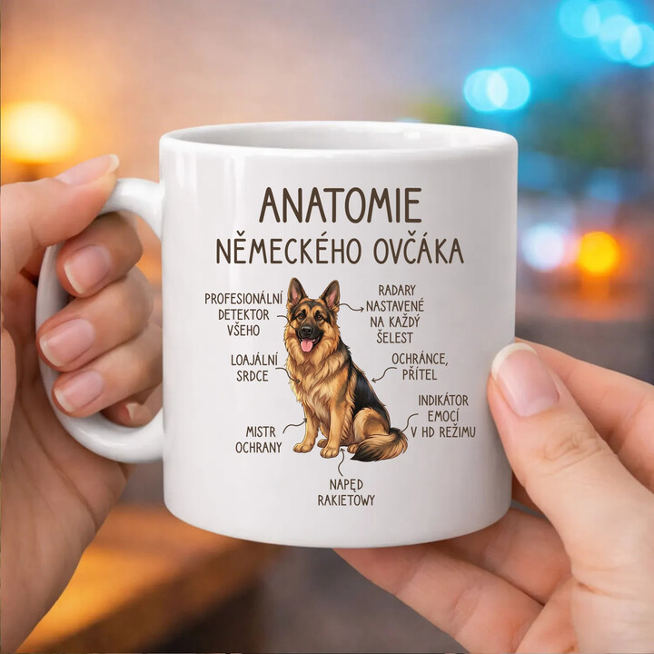 Anatomie německého ovčáka - hrnek s potiskem