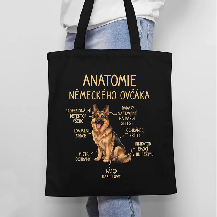 Anatomie německého ovčáka - taška s potiskem