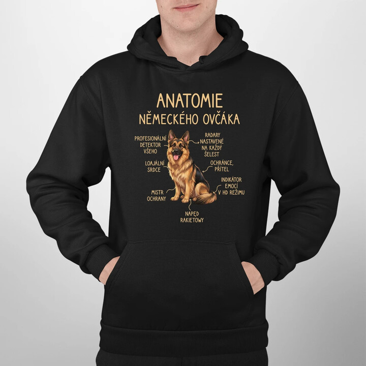 Anatomie německého ovčáka - pánská mikina s potiskem