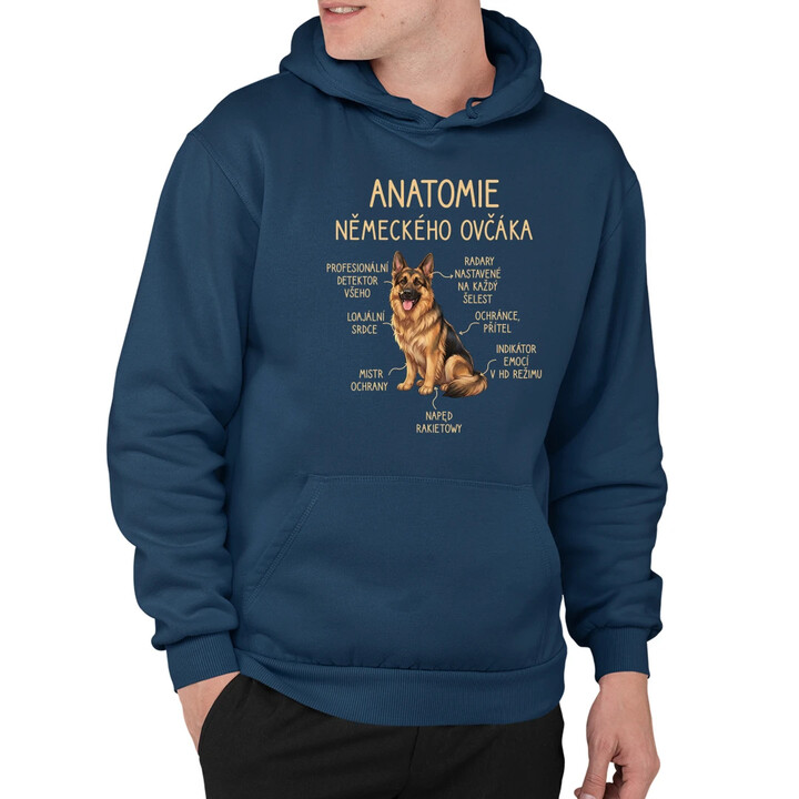 Anatomie německého ovčáka - pánská mikina s potiskem