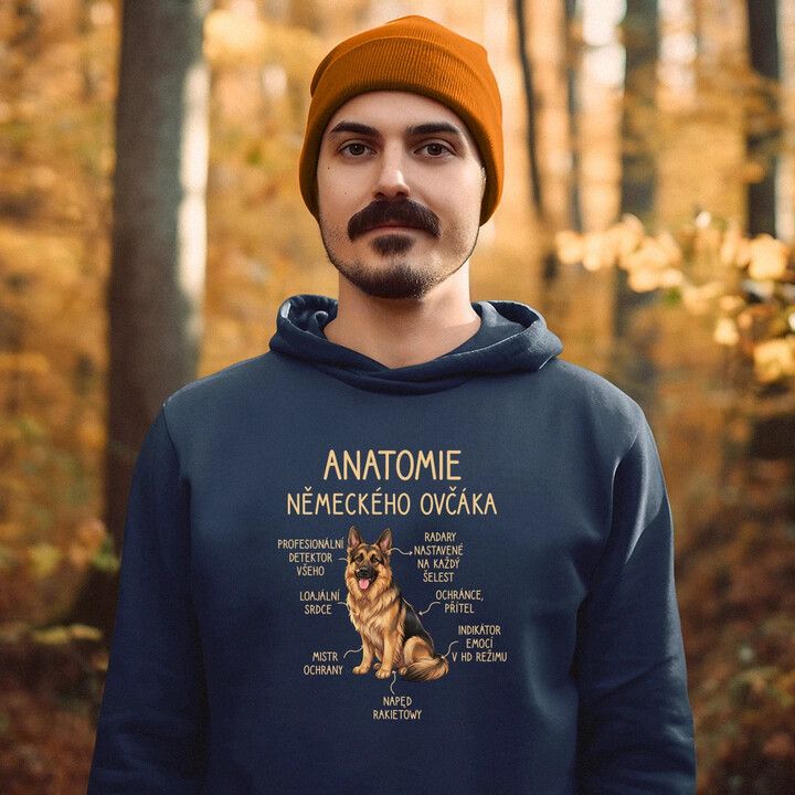 Anatomie německého ovčáka - pánská mikina s potiskem