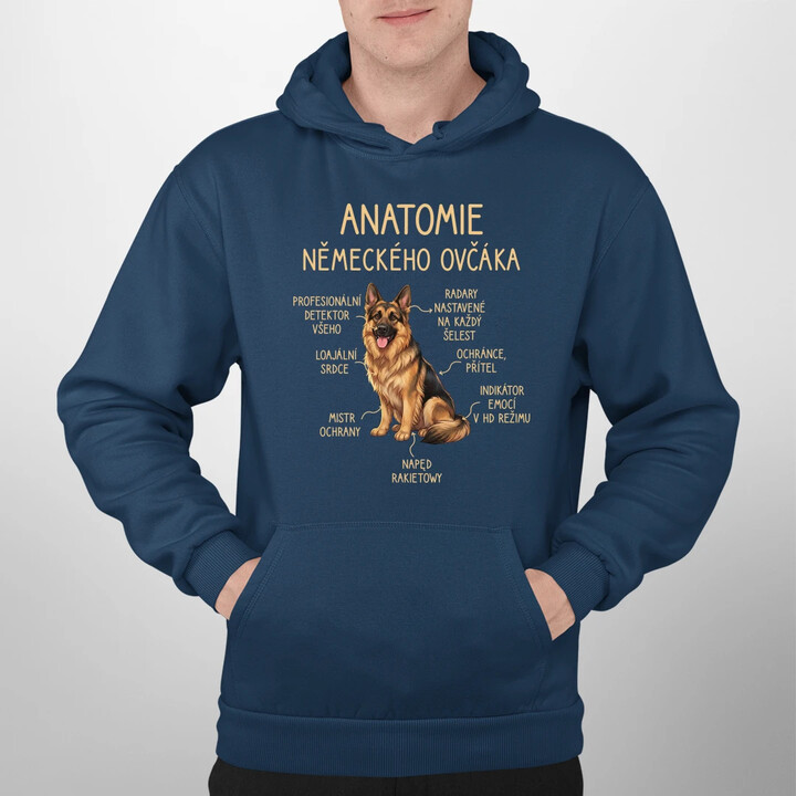 Anatomie německého ovčáka - pánská mikina s potiskem