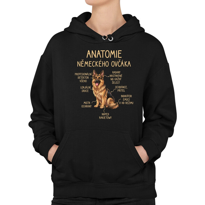 Anatomie německého ovčáka - dámská mikina s potiskem