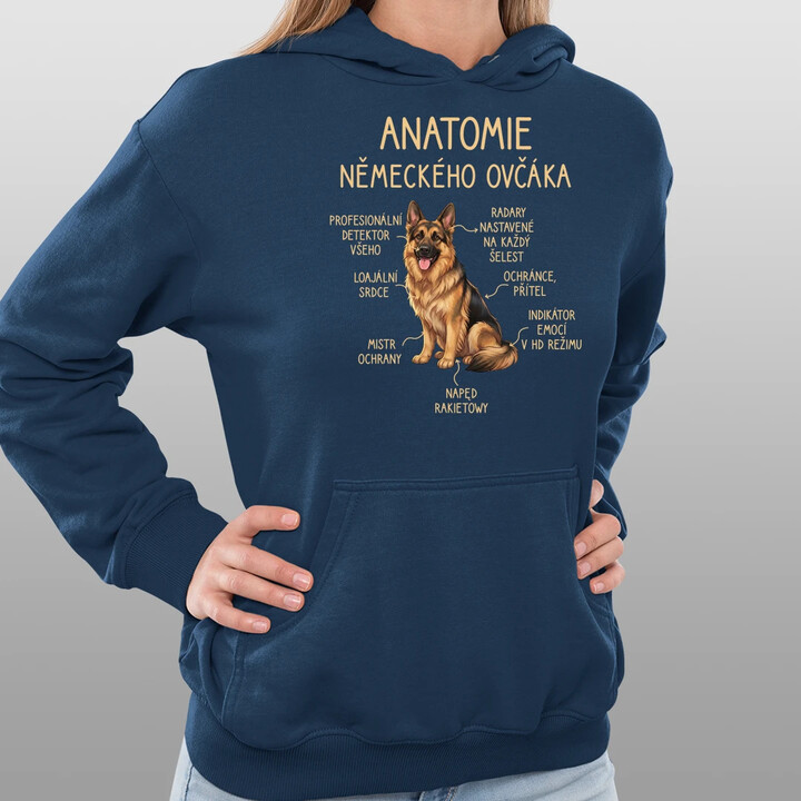 Anatomie německého ovčáka - dámská mikina s potiskem