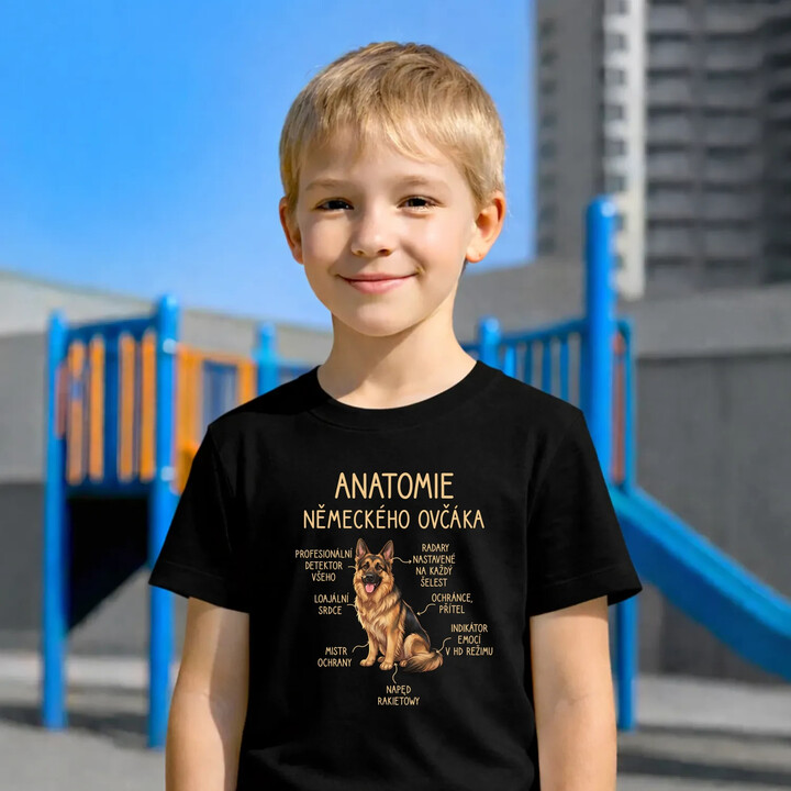 Anatomie německého ovčáka - dětské tričko s potiskem