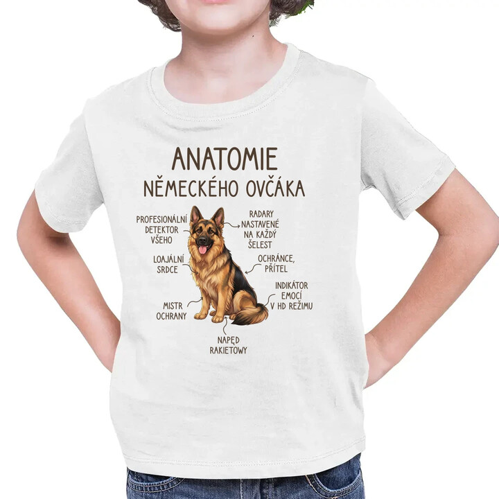 Anatomie německého ovčáka - dětské tričko s potiskem