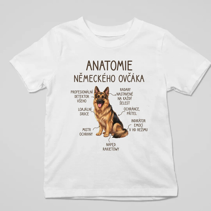 Anatomie německého ovčáka - dětské tričko s potiskem