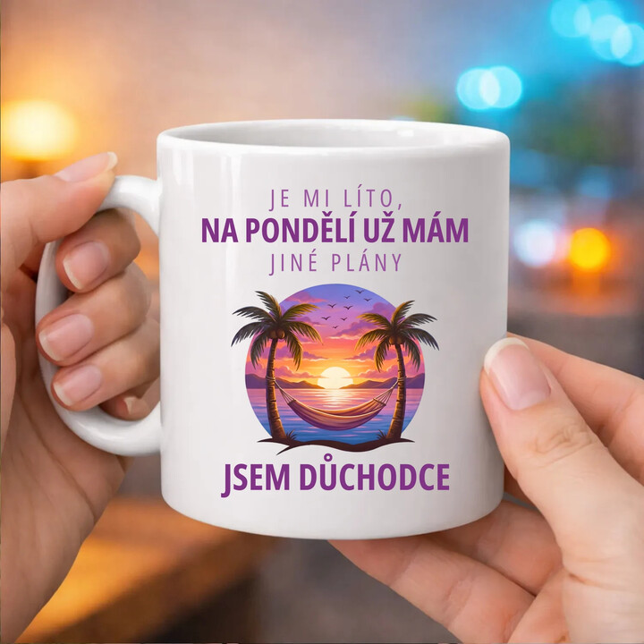 Na pondělí už mám jiné plány - jsem důchodce - hrnek s potiskem