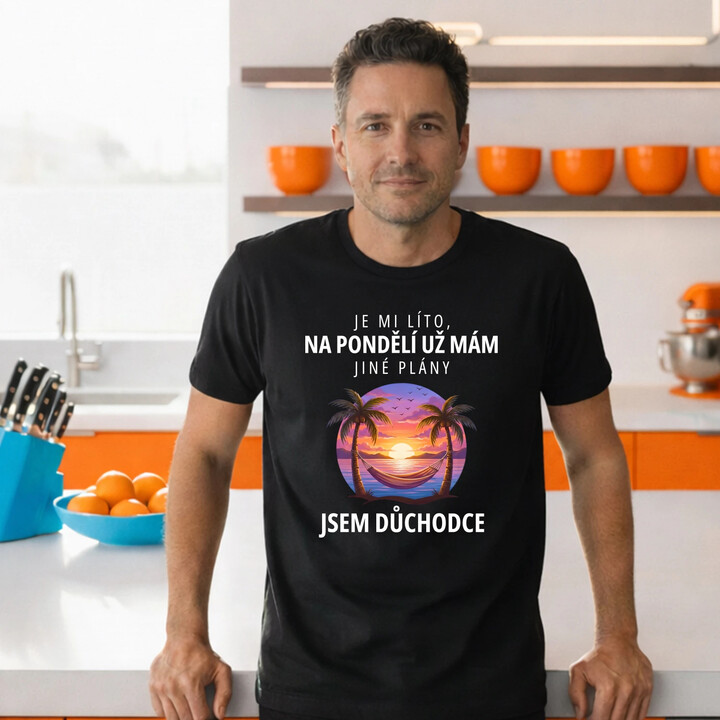 Na pondělí už mám jiné plány - jsem důchodce - pánské tričko s potiskem