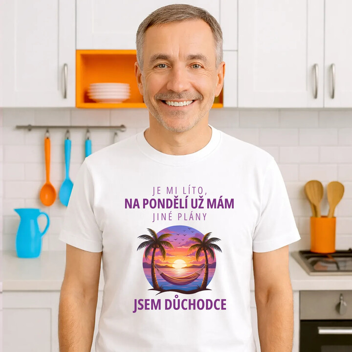 Na pondělí už mám jiné plány - jsem důchodce - pánské tričko s potiskem