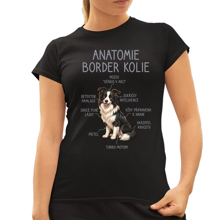 Anatomie border kolie  - dámské tričko s potiskem