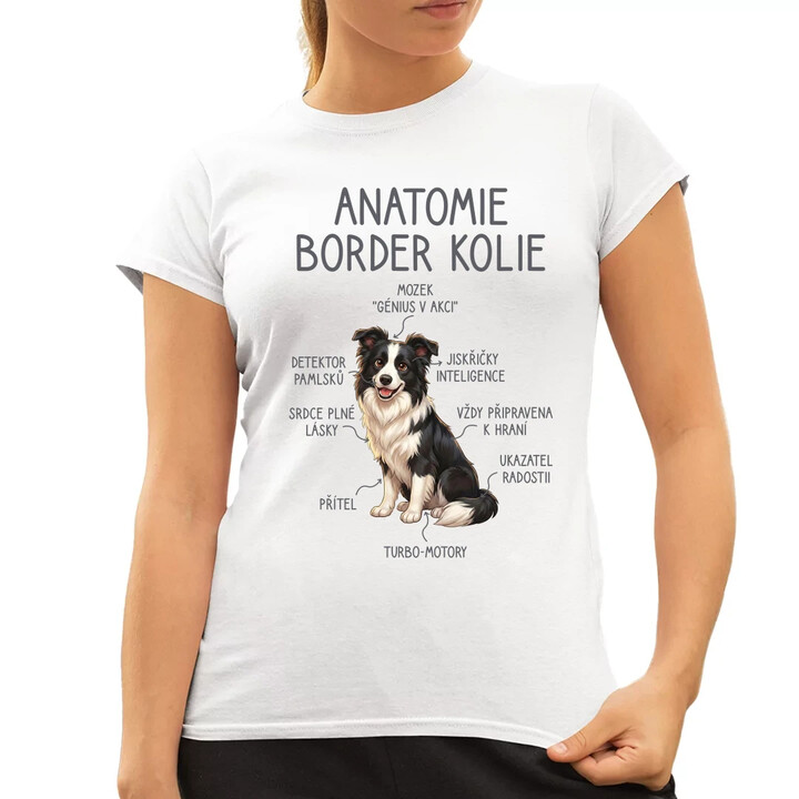 Anatomie border kolie  - dámské tričko s potiskem