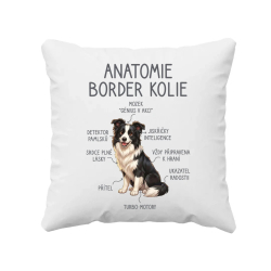 Anatomie border kolie - polštář s potiskem