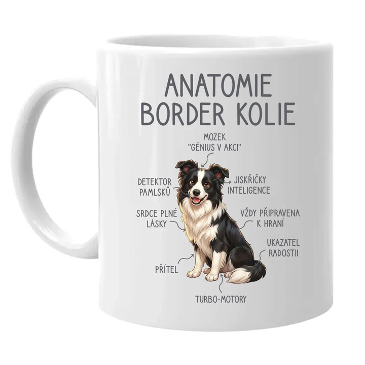 Anatomie border kolie - hrnek s potiskem