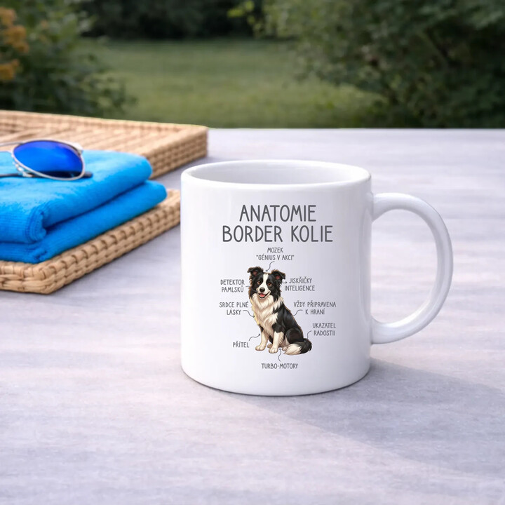 Anatomie border kolie - hrnek s potiskem