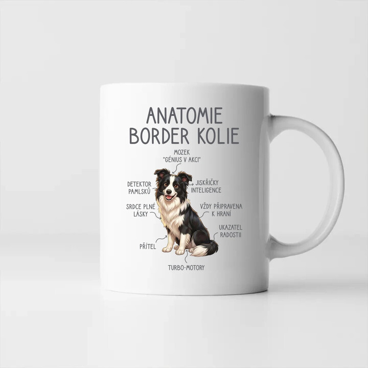 Anatomie border kolie - hrnek s potiskem