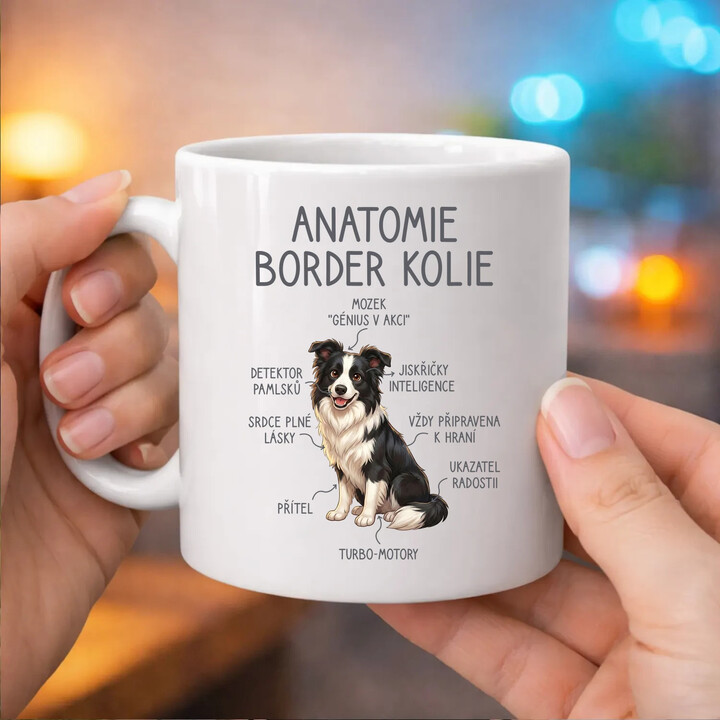 Anatomie border kolie - hrnek s potiskem