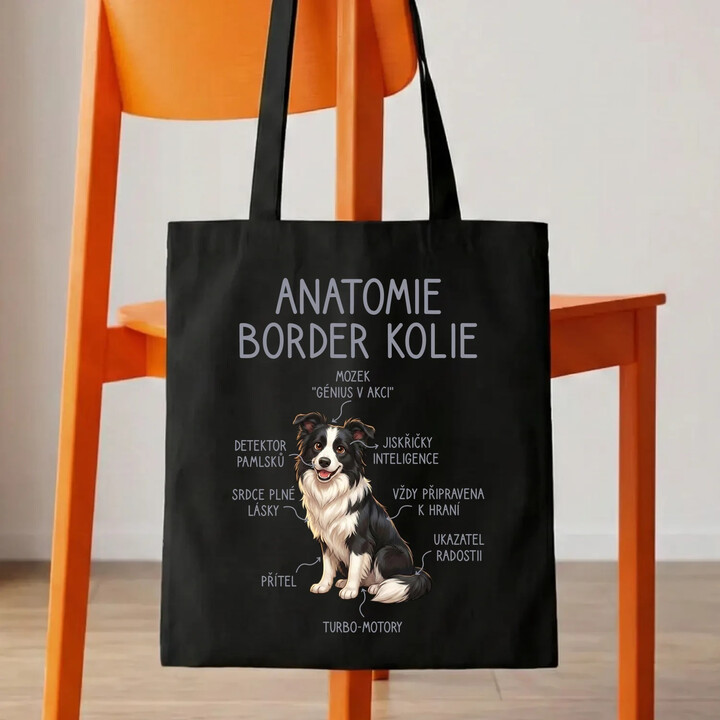 Anatomie border kolie - taška s potiskem