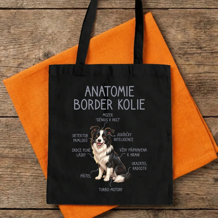 Anatomie border kolie - taška s potiskem