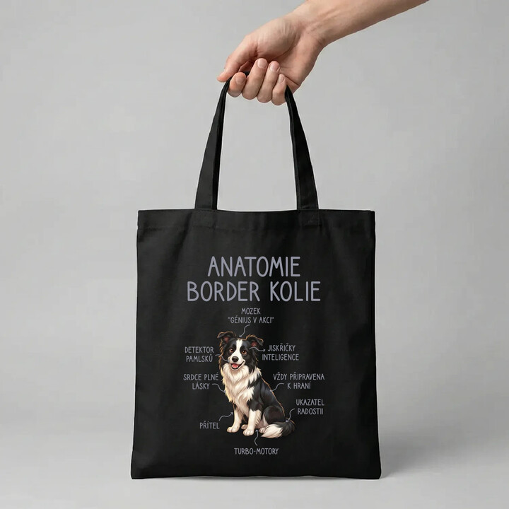 Anatomie border kolie - taška s potiskem