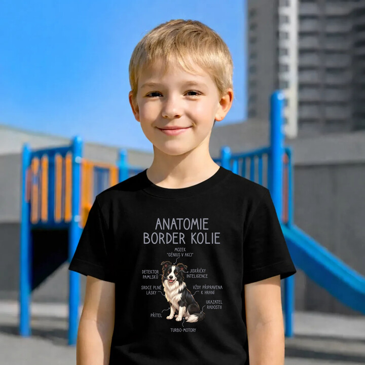 Anatomie border kolie - dětské tričko s potiskem
