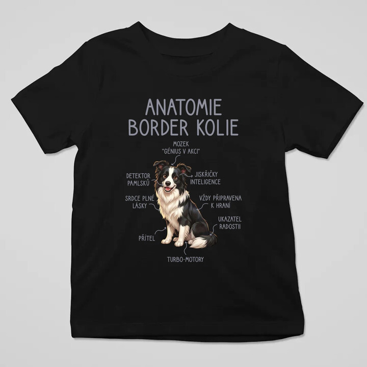 Anatomie border kolie - dětské tričko s potiskem