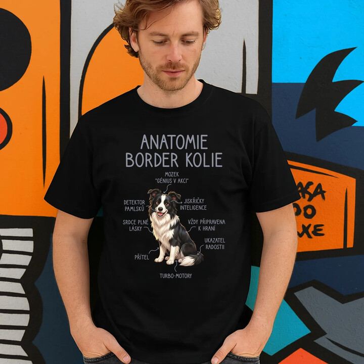 Anatomie border kolie - pánské tričko s potiskem