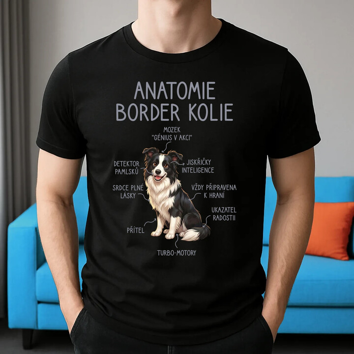 Anatomie border kolie - pánské tričko s potiskem