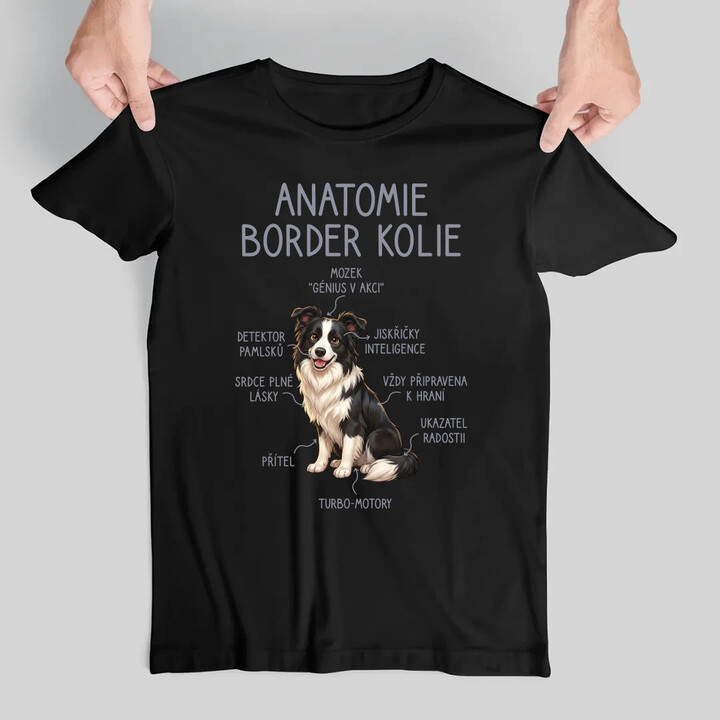 Anatomie border kolie - pánské tričko s potiskem