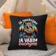 Já nechrápu, já vábím bachyně - černý polštář s potiskem