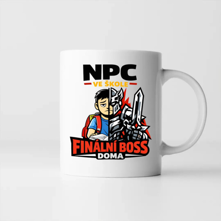 NPC ve škole, finální boss doma - hrnek s potiskem