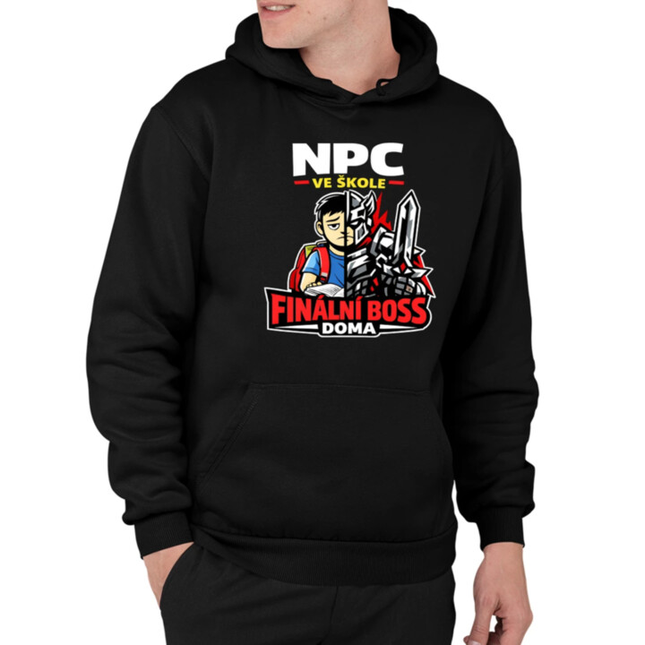 NPC ve škole, finální boss doma - pánská mikina s potiskem